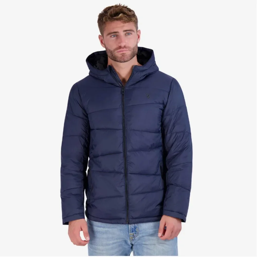 Spyder Nexus Hooded Puffer Logo Jacket in Dark Navy Size M